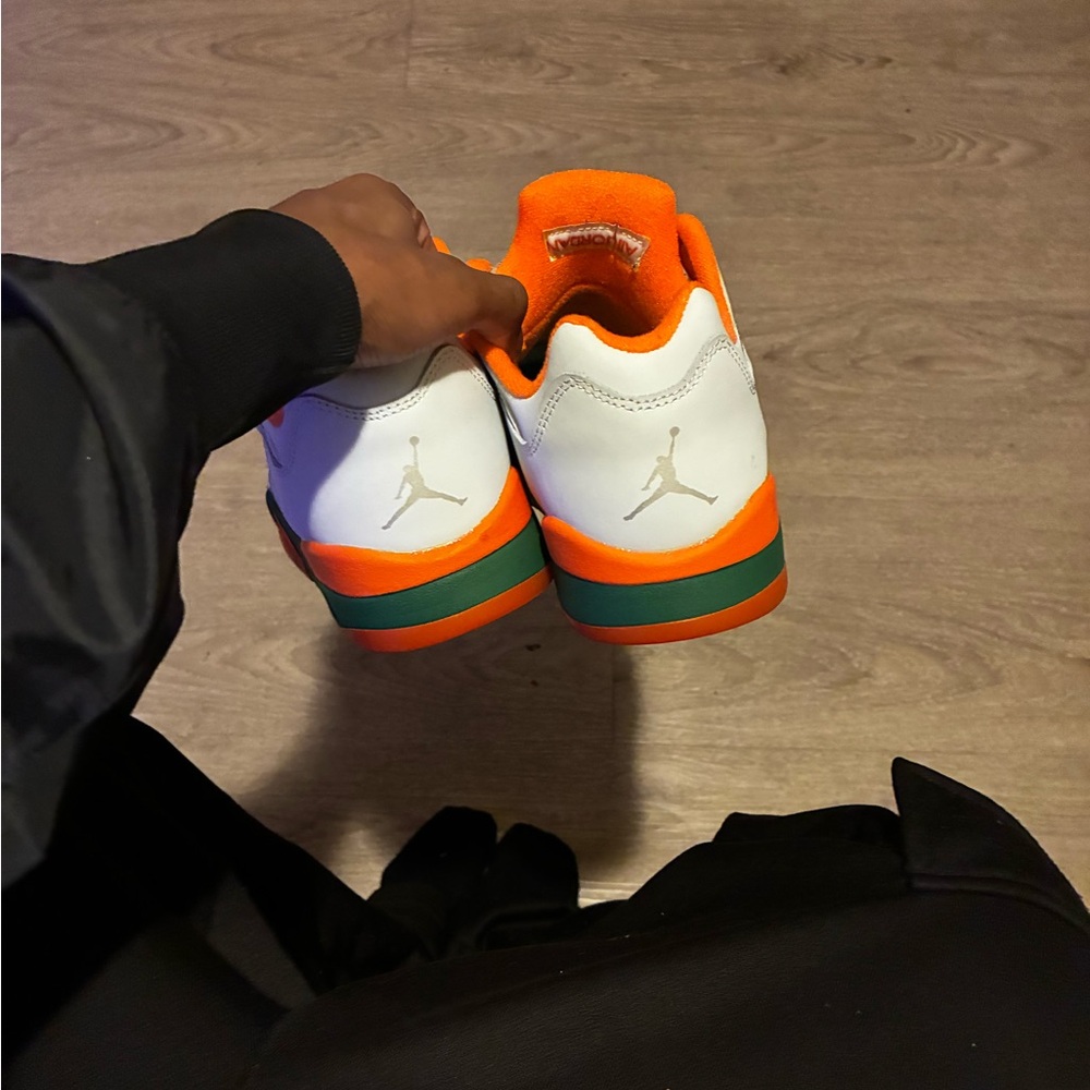 Jordan Sneakers in White, Orange, and Green